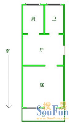 嘉泰花园 户型图 1室1厅1卫1厨 74.00㎡