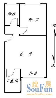 东直门北中街东直门北中街 1室 户型图&nbsp;1室1厅1卫1厨 60.00㎡