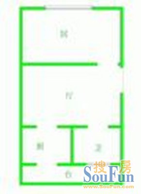 河北区抗震里户型图 1室1厅1卫1厨 57.00㎡