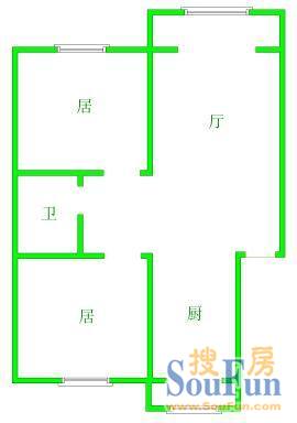 剧场西里剧场西里 2室 户型图 2室1厅1卫1厨 60.00㎡