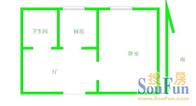晓镇家园户型图 1室1厅1卫1厨 54.00㎡