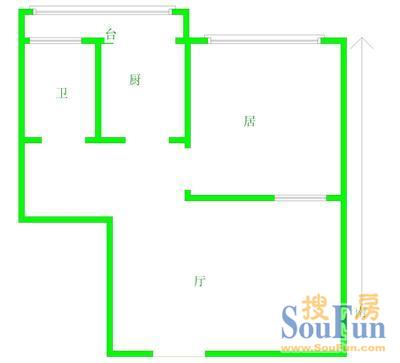 保盈里户型图 1室1厅1卫1厨 46.00㎡