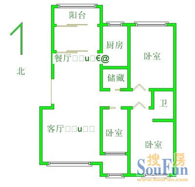 石家庄学院宿舍石家庄学院宿舍 3室 户型图 3室2厅1卫1厨 140.00㎡