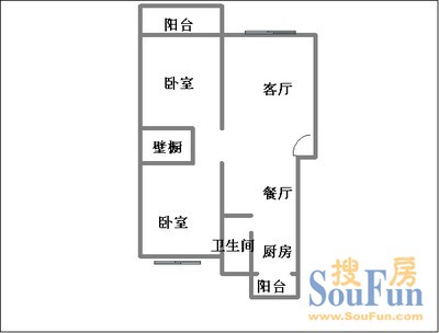 福润园福润园 2室 户型图 2室2厅1卫1厨 93.00㎡