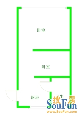 美荷苑户型图 1室1厅1卫1厨 0.00㎡