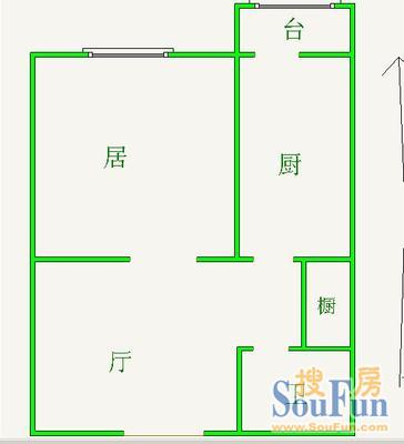 大直沽后台小区户型图 1室1厅1卫1厨 48.00㎡
