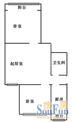 恋日银河户型图 2室1厅1卫1厨 92.00㎡