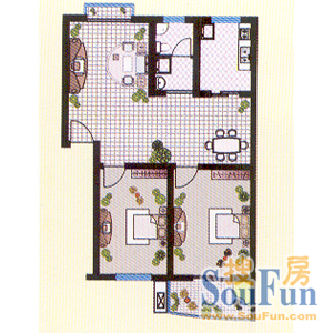 人劳局家属院人劳局家属院 2室 户型图 2室1厅1卫1厨 62.00㎡