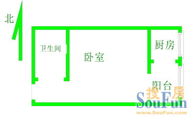 金成中苑金城中苑 2室 户型图 2室1厅1卫1厨 64.00㎡