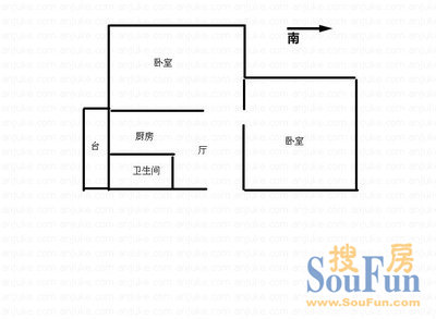 华厦富裕广场 户型图 1室1厅1卫1厨 78.00㎡