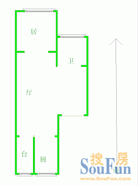 都市桃源户型图 1室1厅1卫1厨 80.00㎡