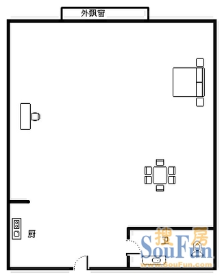 青年居易青年居易 1室 户型图 1室1厅1卫1厨 24.00㎡