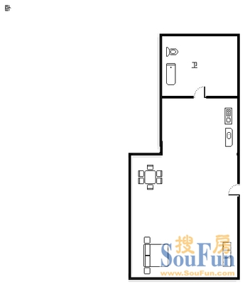 颐慧佳园户型图 1室1厅1卫1厨 40.00㎡