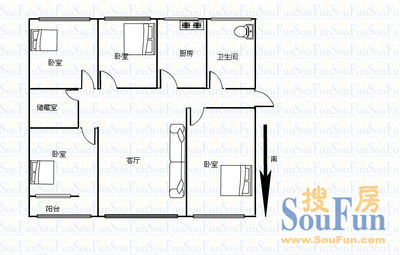 郑大工学院家属院郑大工学院家属院 4室 户型图 4室1厅1卫1厨 108.00㎡