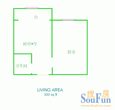 普济里普济里 1室 户型图 1室1厅1卫1厨 37.00㎡