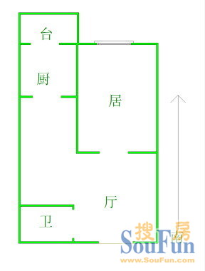 丽景胜和园 户型图 1室1厅1卫1厨 80.00㎡