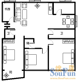 丰奥嘉园济高·丰奥嘉园 1室 户型图 1室1厅1卫1厨 180.00㎡