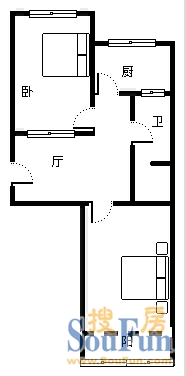 政法公寓二期政法公寓二期 2室 户型图 2室2厅1卫1厨 104.00㎡