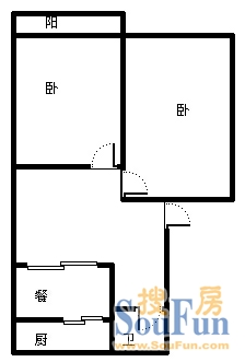 六和苑六和苑 2室 户型图 2室2厅1卫1厨 80.00㎡