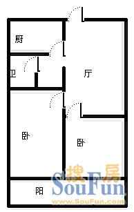 英雄山路大观园宿舍英雄山路大观园宿舍 2室 户型图 2室1厅1卫1厨 78.00㎡