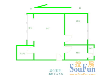 黑山北小街小区黑山北小街小区1室 户型图 1室1厅1卫1厨 67.00㎡