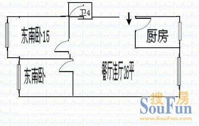 市政花园市政花园 2室 户型图 2室1厅1卫1厨 94.00㎡