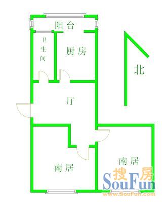 惠工小区惠工小区 2室 户型图 2室1厅1卫1厨 70.00㎡