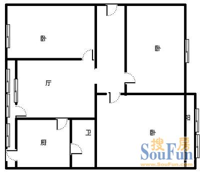 新桥路新桥路 3室 户型图 3室1厅1卫1厨 99.00㎡