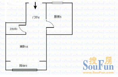 莱芜一路学区莱芜一路小区 1室 户型图 1室1厅1卫1厨 37.00㎡