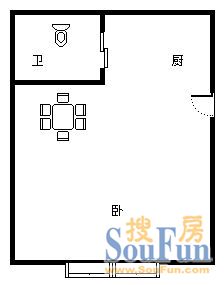 爱都国际爱都国际 1室 户型图 1室1厅1卫1厨 49.00㎡