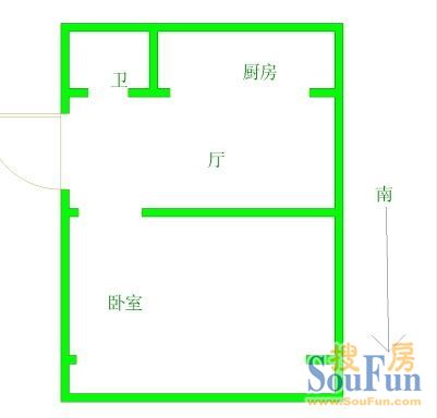 博泰名居户型图 1室1厅1卫1厨 56.00㎡