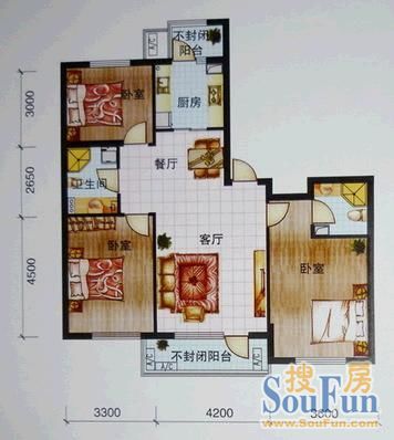 巴黎世家巴黎世家 3室 户型图 3室3厅3卫1厨 173.00㎡