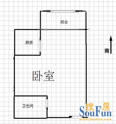 筑业花园筑业花园 1室 户型图 1室1厅1卫1厨 43.00㎡