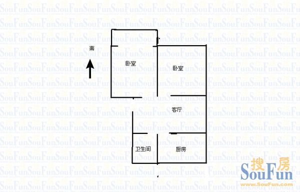 劳教局宿舍劳教局宿舍 2室 户型 2室1厅1卫1厨 80.00㎡