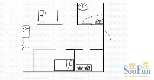 宝达大厦宝达大厦 1室 户型图 1室1厅1卫1厨 41.00㎡