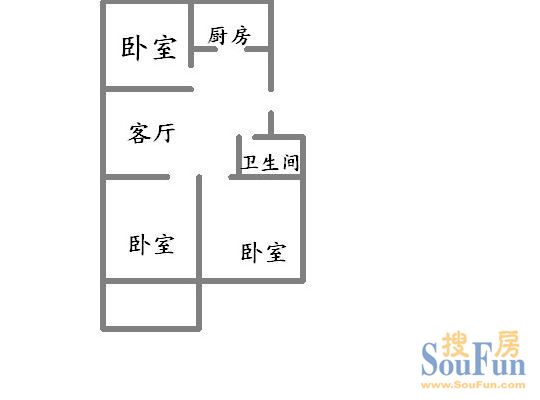 环卫局宿舍环卫局宿舍 3室 户型 3室2厅1卫1厨 85.00㎡