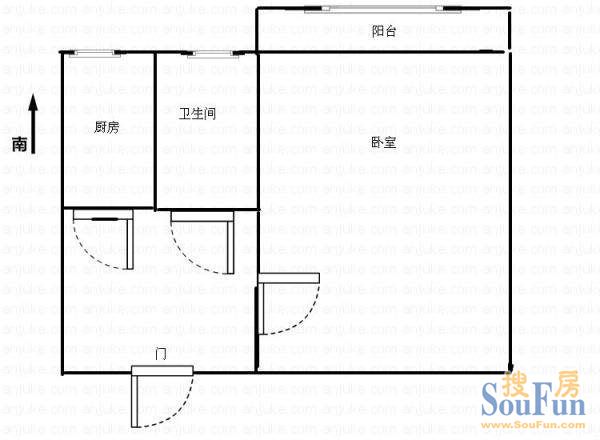 南口小区南口小区 1室 户型图 1室1厅1卫1厨 74.00㎡