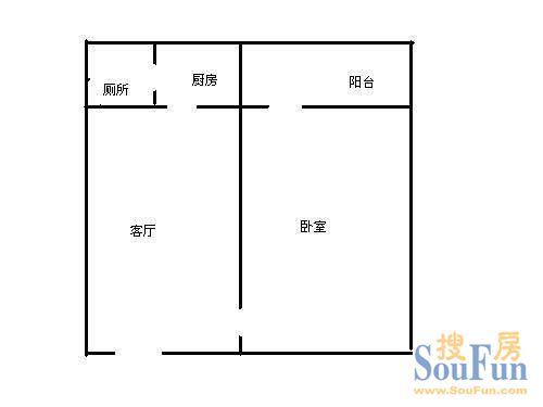 南简良东区南简良东区 1室 户型图 1室1厅1卫1厨 57.00㎡