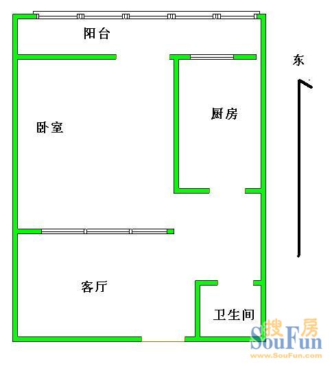 北重西厂北重西厂 1室 户型图 1室1厅1卫1厨 41.00㎡