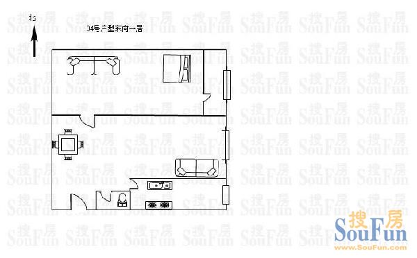 西环景苑西环景苑 1室 户型图 1室1厅1卫1厨 55.00㎡