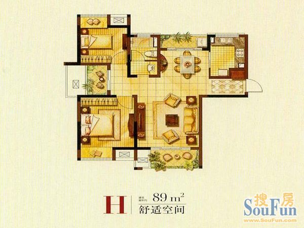 福林小镇户型图 2室1厅0卫0厨 0.00㎡