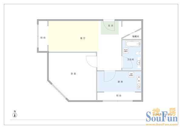 龙跃苑二区龙跃苑二区 1室 户型图&nbsp;1室1厅1卫1厨 20.00㎡
