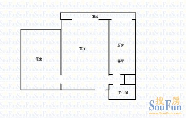 天房峰阁户型图 1室1厅1卫1厨 0.00㎡