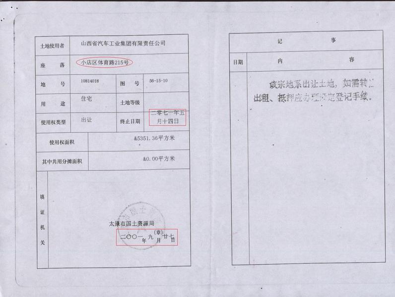 【重要】盛立小区《国有土地使用证》