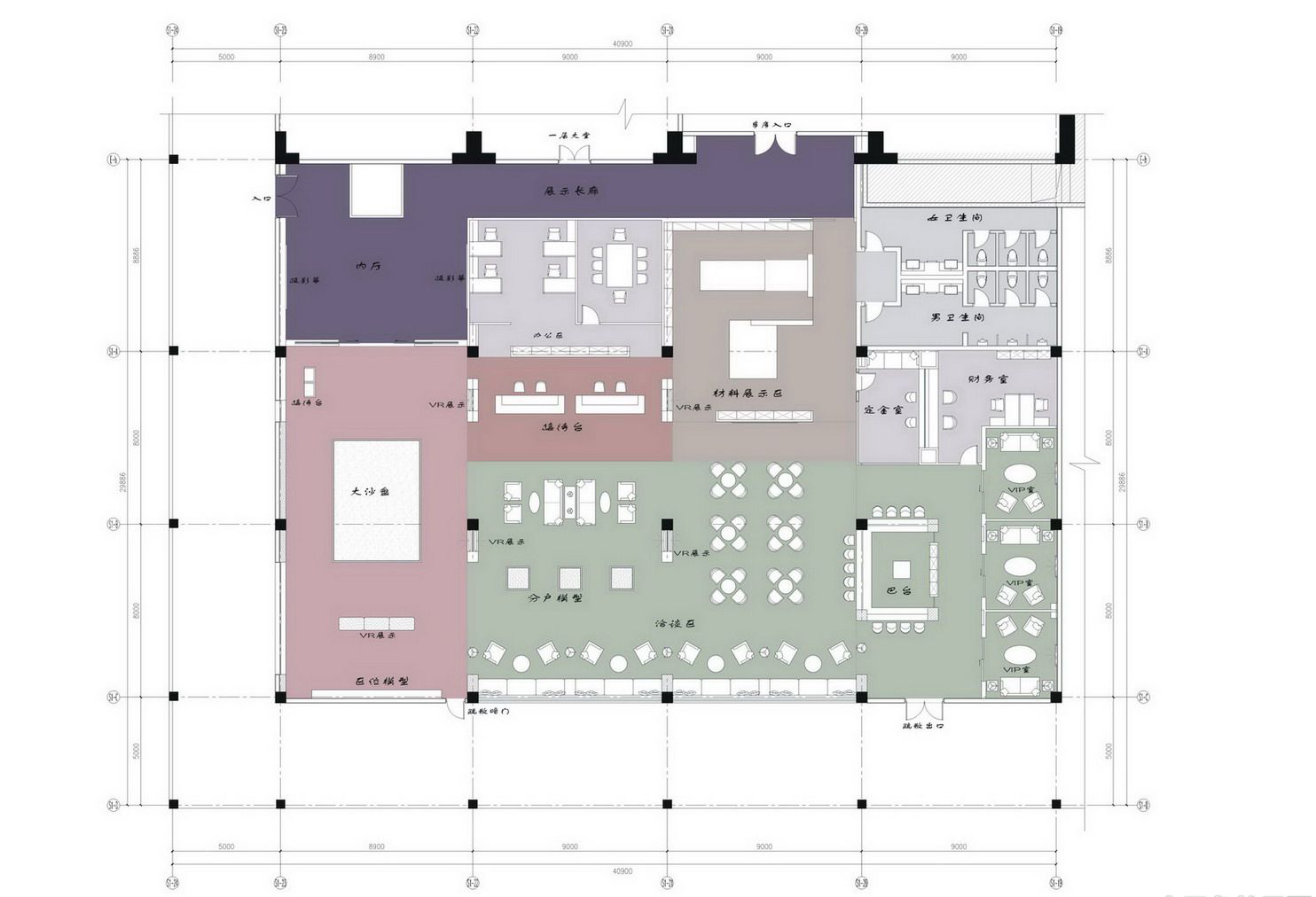 售楼处平面CAD施工图-免费3dmax模型库-欧模网