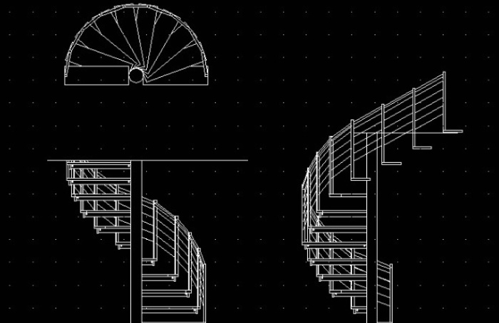 现代装修旋转楼梯cad