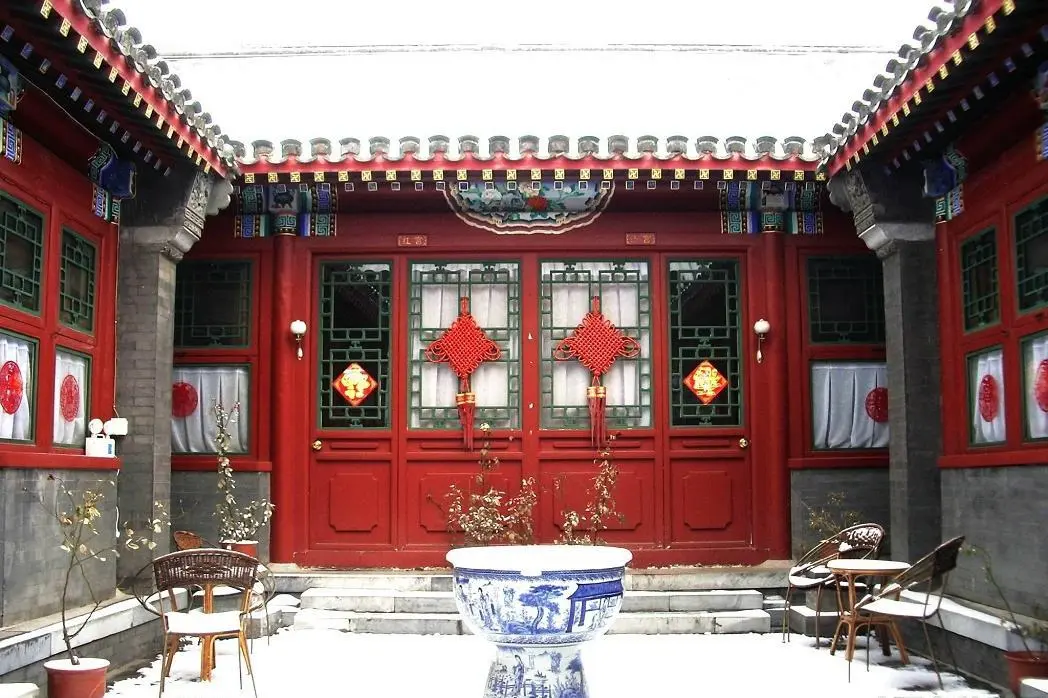 冬季雪景北京四合院图片