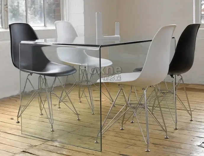 霍客森 eames chair伊姆斯椅无扶手铁脚餐椅会客椅电脑椅白色椅子