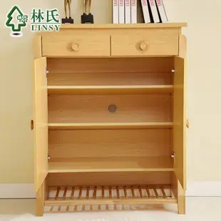 林氏家具 北欧田园原木色鞋柜 带抽屉两门储物实木鞋柜 品牌k5403