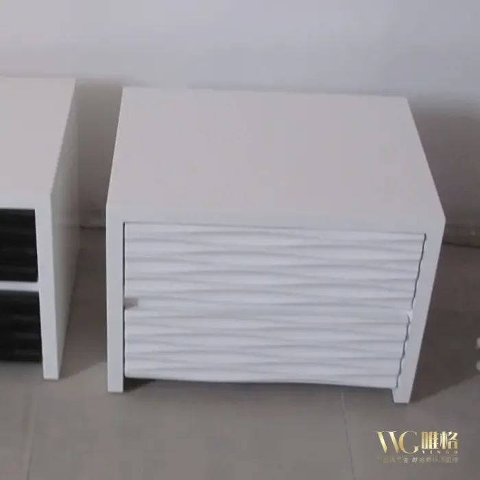 vvg 高档白色钢琴烤漆 现代简约波纹二斗柜 床头柜 包